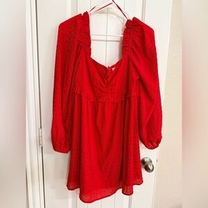 Lush Vibrant Red Blouse with Ruffle Detail